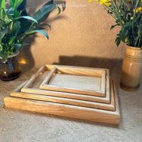 Bộ khay gỗ tần bì đa năng có tay cầm ONGTRE dùng cho nhà hàng, khách sạn, resort - 22x15x4cm vàng