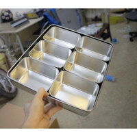 Bộ khay inox 304 đựng toppping 6 ngăn có nắp nhựa
