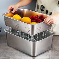 Bộ khay inox 304 ráo nước (40 x 30)cm cao cấp có nắp INOX HÀ ANH