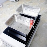 Bộ khay inox 304 ráo nước (50 x 35)cm cao cấp có nắp