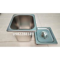 BỘ KHAY INOX GN 1/6 CAO 15cm ĐỰNG THẠCH TRÀ SỮA,TOPPING...CÓ NẮP