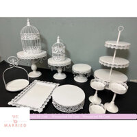 Bộ Khay Kệ Bánh 12 Món Trắng/Vàng Gold (Trang trí tiệc, sinh nhật,..)
