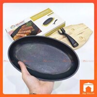 Bộ Khay Làm Beefsteak Oval Có Đế Gỗ và Tay Cầm Vạn Lợi Cao Cấp - Hàng Việt Nam Sản Xuất