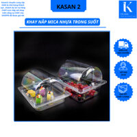 Bộ Khay Trưng Bày Bánh Tiệc Buffet Trong Suốt Nhựa PET, Nắp Trượt PC Tháo Rời, Kích Thước 32.5x26.5x19.5/23 cm
