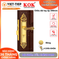 Bộ khóa cửa chính Việt Tiệp 04199 khóa tay gạt đồng ổ 2 đầu  chiều dài ốp 398mm hộp khóa 240mm 4 chìa chính hàng KOk