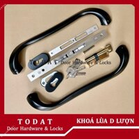 Bộ Khoá Cửa Lùa Nhôm Tay Cầm Chữ D Lượn 30cm dùng cho cửa trượt, cửa lùa xoay nhôm xingfa
