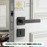 Bộ khoá cửa tay nắm gạt màu đen thông phòng, giá rẻ sử dụng cho công trình