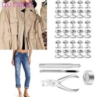 Bộ khóa kéo NORMAN 200 chiếc, Bộ nút bấm đóng hộp bằng thép không gỉ, trang trí sửa chữa nắp đôi đinh tán với 3 dụng cụ cố định Kìm đục lỗ bằng da Thủ công DIY