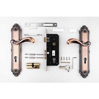 Bộ khoá tay gạt cửa gỗ  cao cấp HUY HOÀNG EX 8529 đồng  giả cổ