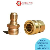 Bộ khớp nối nhanh đầu ra cho máy rửa xe gia đình, máy rửa xe mini chống xoắn dây 22mm, nối sung với bình bọt tuyết  - Nối ren 22 - Đồng