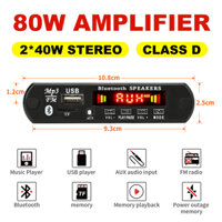 Bộ khuếch đại Bluetooth5.0 2x 40W HiFi Stereo Xe FM Radio Module USB AUX Hỗ trợ loa