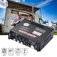 Bộ khuếch đại công suất âm thanh Mini 12V / 220V / 110V 2CH 300W + 300W để sử dụng trên ô tô tại nhà Bộ thu âm thanh kỹ thuật số BT AMP Khe cắm thẻ nhớ USB Máy nghe nhạc MP3 kỹ thuật số Đài FM Màn hình LCD Đầu vào Mic kép