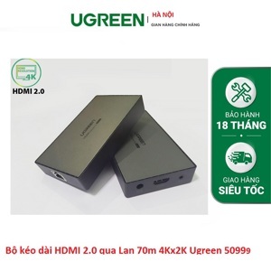 Bộ khuếch đại HDMI 40m qua cáp mạng hỗ trợ 4K Ugreen 50999