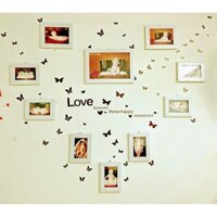 Bộ khung ảnh 10 khung bao gồm 9 khung cỡ 10x15 và 1 khung cỡ 15x21 kèm decal hình love siêu đẹp(mặt khung bằng mica)
