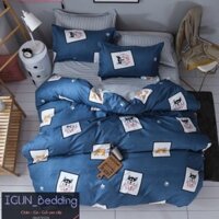 Bộ KHUNG ẢNH CÚN set chăn ga gối Poly Cotton 4 món Hàn Quốc