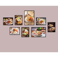 Bộ khung ảnh treo tường cơm tấm trang trí quá ăn,nhà hàng kèm đinh treo