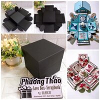 Bộ khung hộp Love Box giấy đen làm sẵn dáng trái tim- Hộp size 12cmx12cm ,3 lớp( định lượng giấy 350gsm)