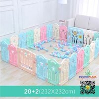 Bộ Khung quây Cũi quây  bóng bằng nhựa HDPE cao cấp an toàn Size 232x232x62 Cm cho bé vui chơi