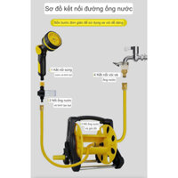 Bộ khung rulo hỗ trợ cuộn dây nước 35m, ống nước, vòi nước, dây bình bơm, dây điện và dây cáp