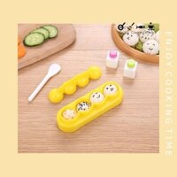 Bộ khuôn ép cơm bento 4 viên tròn kèm 2 máy dập rong biển cakeshop hcm