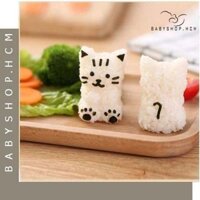 Bộ khuôn ép cơm bento mèo chibi kèm máy dập rong biển