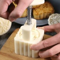 Bộ Khuôn Làm Bánh Trung Thu Hình Vuông 250g Kèm 6 Con Dấu Hình Hoa