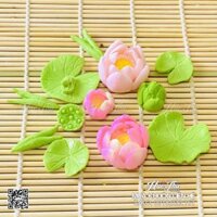 Bộ khuôn silicon Hoa Sen Thái (11 chi tiết) làm bánh rau câu 3D 4D nhấn xôi, fondant, socola, nến hanmade