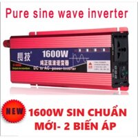 Bộ kich điện inverter 12v lên 220v 1600W Sóng Sin Chuẩn - 12V 1600w mẫu mới-Dòng 2 biến áp