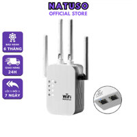 Bộ kích sóng wifi 4 râu Natuso KS2 tốc độ 300mbps 2 cổng RJ45 cắm trực tiếp dùng cho điện thoại laptop máy tính PC