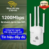 Bộ kích sóng wifi 4 râu tốc độ 1200Mbps, Mở rộng vùng phủ sóng,Kích sóng wifi phát xuyên tường cực mạnh