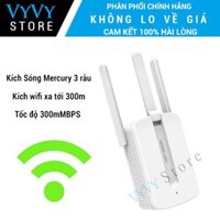 Bộ kích Wifi Mercury 3 râu - Hàng Nhập Khẩu chính hãng, kích cực mạnh tới 300m, tốc độ 30MBPS, nhỏ gọn mã skuu AQ4267