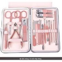 BỘ KIỀM CẮT MÓNG - Bấm móng 18 món màu hồng bằng thép không gỉ