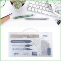Bộ kiến trúc sư RAN Bộ hình học chuyên nghiệp 18 la bàn và thước đo Bộ công cụ soạn thảo Vẽ Stencil Thiết kế nội thất