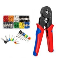Bộ Kìm Bấm Cos Ép Vuông HSC8 6-4A Và Hộp 400 Đầu Bấm Cos Nối Nhanh Dây Điện Từ 0.5 - 4mm²