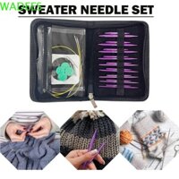 Bộ kim nhẫn WADEES, Bộ kim đan có thể tháo rời thủ công, giữ móc kim tròn mịn bằng nhôm kim đan tròn cho tất Khăn quàng cổ Găng tay Áo len