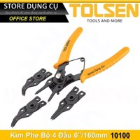 Bộ kìm phe 4 đầu Tolsen 10100 160mm xử lý đen bề mặt, 4 đầu phe thay đổi tiện lợi, độ bền cao