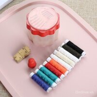 Bộ kim và chỉ may Thimble, hộp may mini, thêu chữ thập J, lưu trữ di động thực tế, sử dụng tại nhà