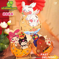 Bộ Kít Làm Lồng Đèn Trung Thu Bằng Gỗ DIY Chủ Đề Khủng Long Đèn Lồng Tô Màu Lắp Ghép In Màu Sẵn BỐ KHỦNG LONG