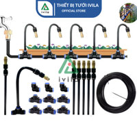 Bộ kit phun sương dây PE lõi nhôm 8mm uốn cong kèm béc phun sương 1 cửa cam/đồng, tưới cây, làm mát