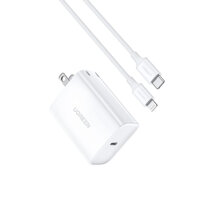 Bộ kit sạc nhanh 18W PD và cáp USB type C ra Lightning MFI cho iPhone màu trắng Ugreen 70293 CD137 Hàng Chính Hãng