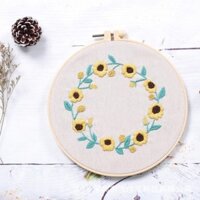 Bộ kit thêu tay DIY mới, chỉ thêu tự làm, bộ thêu phong cách châu Âu, vòng hoa và cây cỏ
