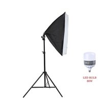 Bộ Kit Trợ Sáng Studio 50x70 Cm SoftBox Kèm Bóng Đèn Led 100W / 80w Ánh Sáng Trắng Có Chân 2m