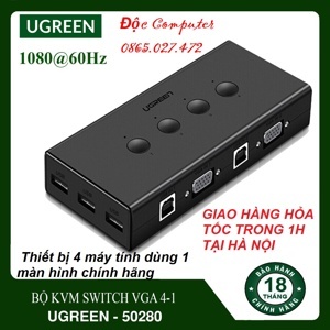 Bộ KVM Switch 4 máy tính dùng chung 1 màn hình Ugreen 50280