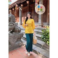Bộ lam đi chùa, áo tay lỡ, quần dài, trang nhã, hàng cao cấp, siêu đẹp, có size (38-65kg)