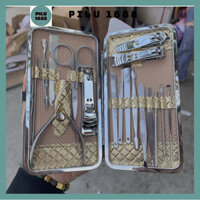 Bộ làm móng 17 chi tiết, bộ cắt móng tay 17 món có hộp da đựng tiện lợi sang xịn, bộ dụng cụ làm Nail cao cấp