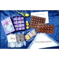 Bộ làm socola kit 12 / chocola/ chocolate handmade ⚡ LOẠI TỐT ⚡ bộ kit làm socola hộp đựng 12 viên