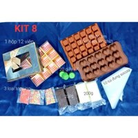 Bộ làm socola kit 8 / chocola/ chocolate handmade ⚡ LOẠI TỐT ⚡ bộ kit làm socola hộp đựng 12 viên