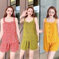 Bộ Lanh Áo 2 Dây Quần Đùi Trẻ San San