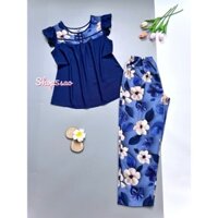 Bộ lanh mặc nhà, đồ bộ tole nữ SHOP5SAO phối màu cao cấp,quần dài (58-75kg)