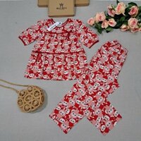 Bộ Lanh Mặc Nhà Quần Dài Áo Tay Lở Phom Babydoll Phối Viền Dễ Thương Đồ Bộ Tole MINH MINH DN01